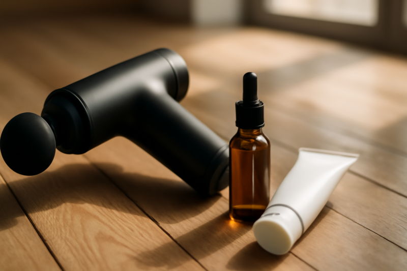 massagegun-spierherstel-cbd Massagegun, CBD-olie en CBD-crème naast elkaar als herstelstrategie voor sporters